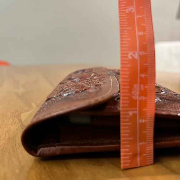 Vintage Wallet Tooled Leather Venice Floral Snap Envelope - Picture 12 of 14
